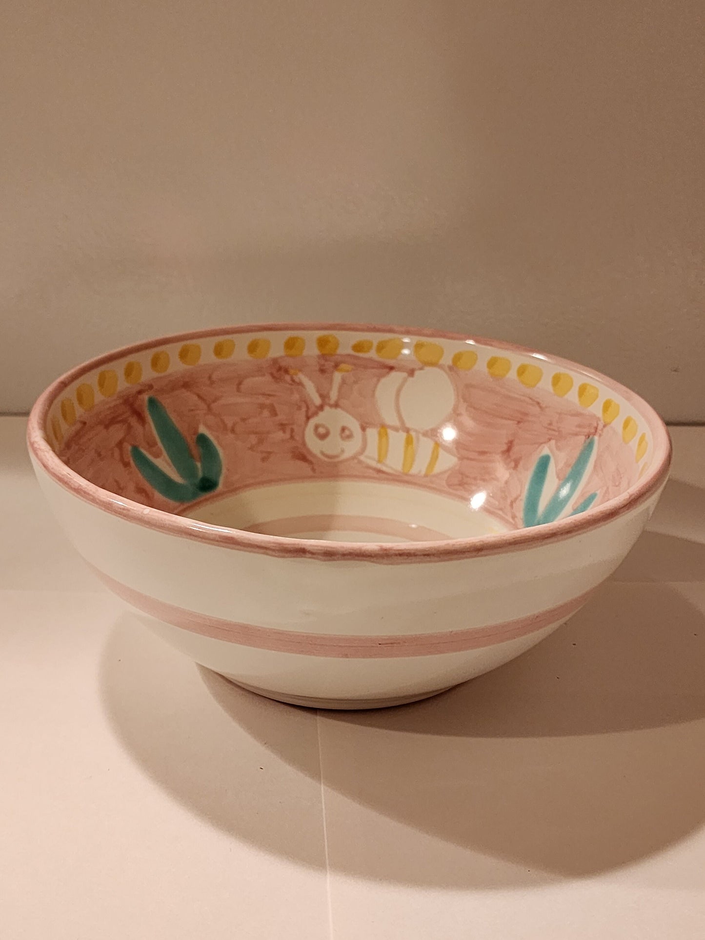 Vietri Bowls Ceramic 8" - Pink APE/BEE (New - Made in Italy)