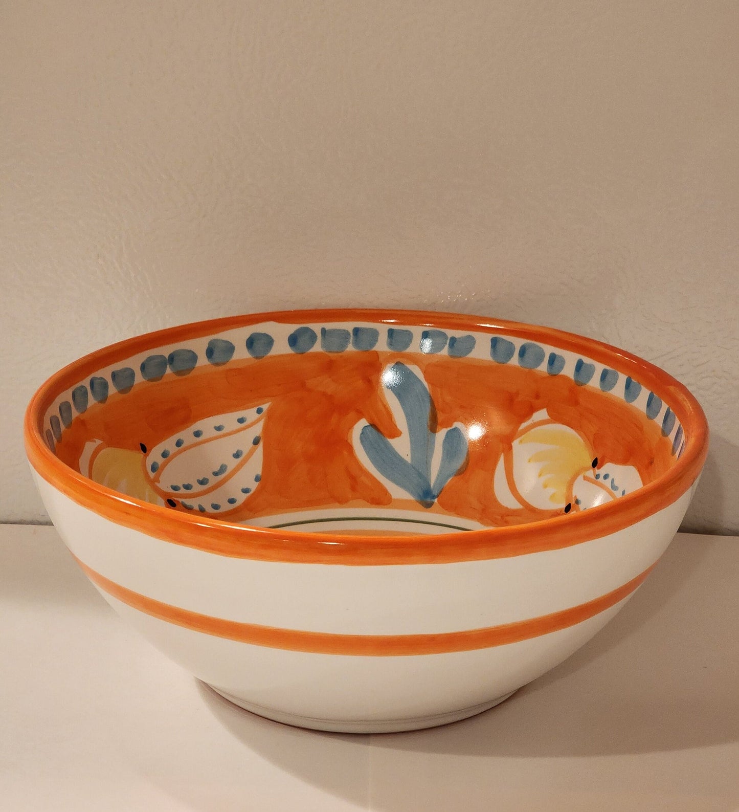 Vietri Bowls Ceramic 8" - Orange CALAMARO/SQUID (New - Made in Italy)