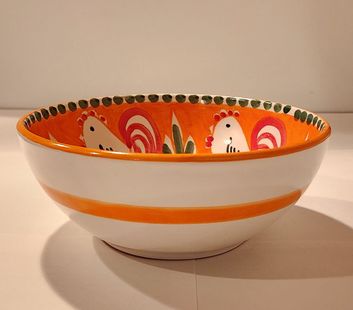 Vietri Bowls Ceramic 8" - Orange GALLO/ROOSTER (New - Made in Italy)