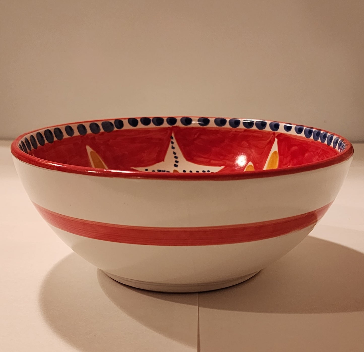 Vietri Bowls Ceramic 8" - Red STELLA MARINA/STARFISH (New - Made in Italy)