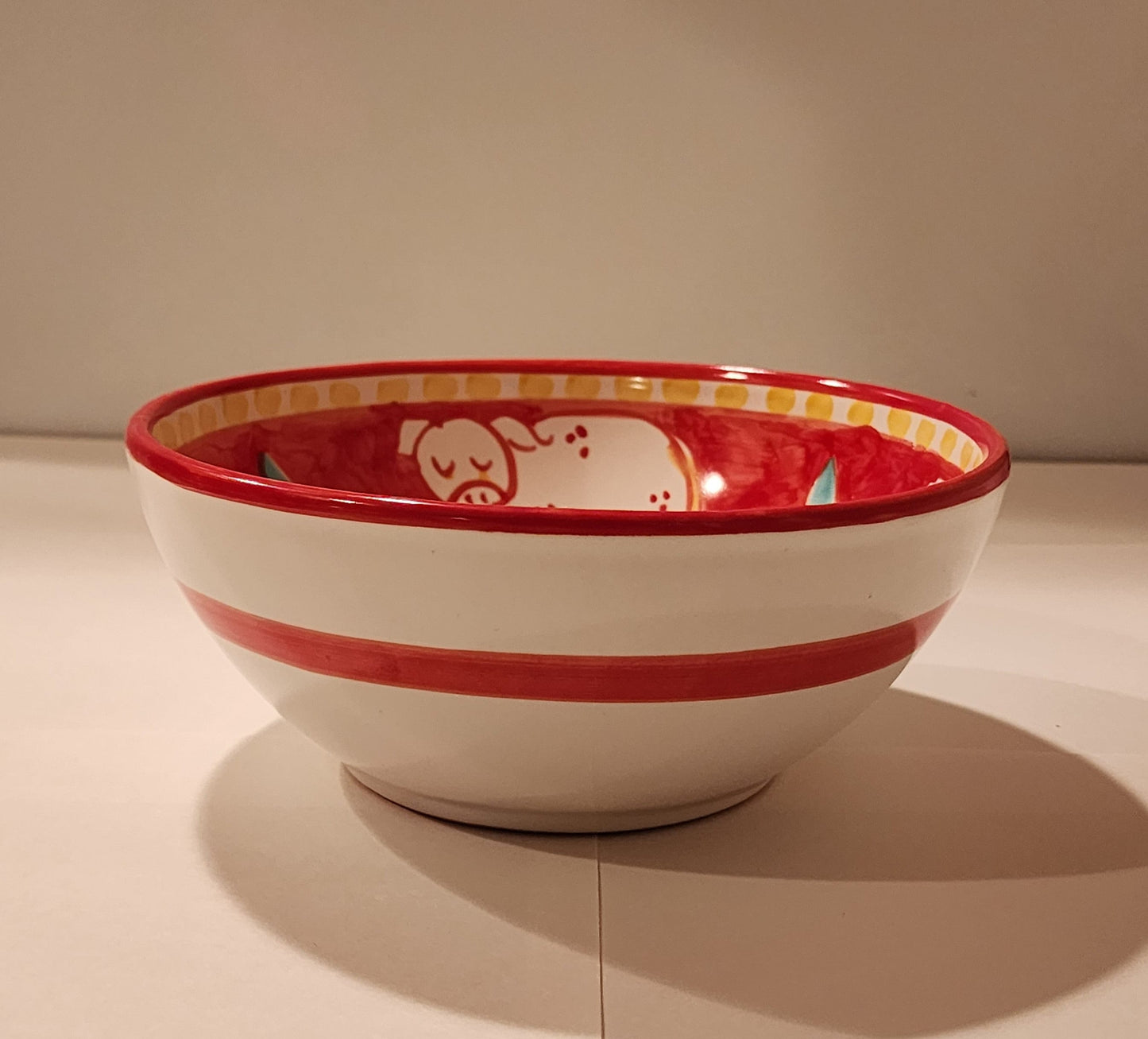 Vietri Bowls Ceramic 8" - Red MUCCA/COW (New - Made in Italy)