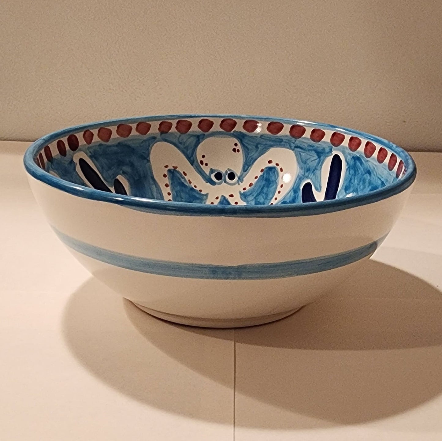 Vietri Bowls Ceramic 8" - Turquoise POLPO/OCTOPUS (New - Made in Italy)