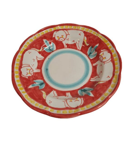 Vietri Shallow 9" Bowl -  RED PIG/PORCO (New - Made in Italy) Campagna