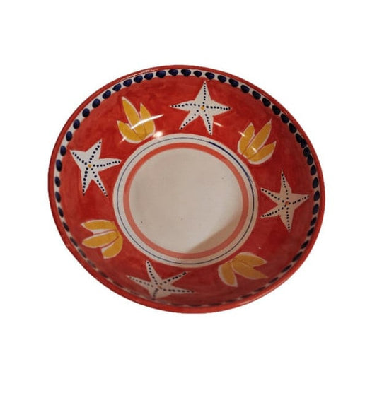 Vietri Bowls Ceramic 8" - Red STELLA MARINA/STARFISH (New - Made in Italy)