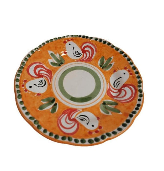 Vietri Ceramic Plates 10" - ORANGE Rooster/Gallo (New - Made in Italy) Campagna