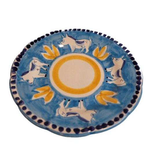 Vietri Ceramic Plates 10" - BLUE Horse/Cavallo (New - Made in Italy) Campagna